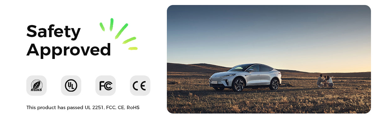 Cable de extensión Evgoer EG-C0008 para Tesla, cable de 5 m (16,4 pies), soporte máximo de 50 A y 12 kW con conector NACS, impermeable IP66, para cargadores de vehículos eléctricos de nivel 1 y 2, compatible con todos los modelos Tesla.