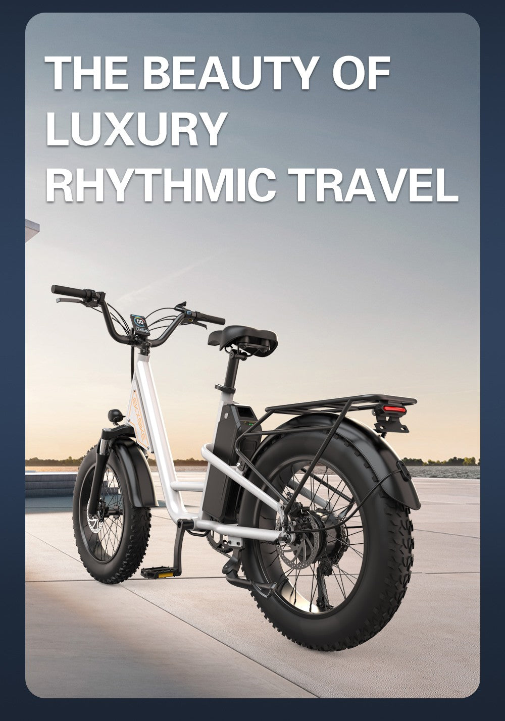 Bicicleta eléctrica EKXBIKE L1, motor de 1000 W, batería de 48 V y 15,6 Ah, neumáticos gruesos de 20 x 4 pulgadas, velocidad máxima de 55 km/h, autonomía de 80 km, frenos de disco, suspensión delantera y trasera.
