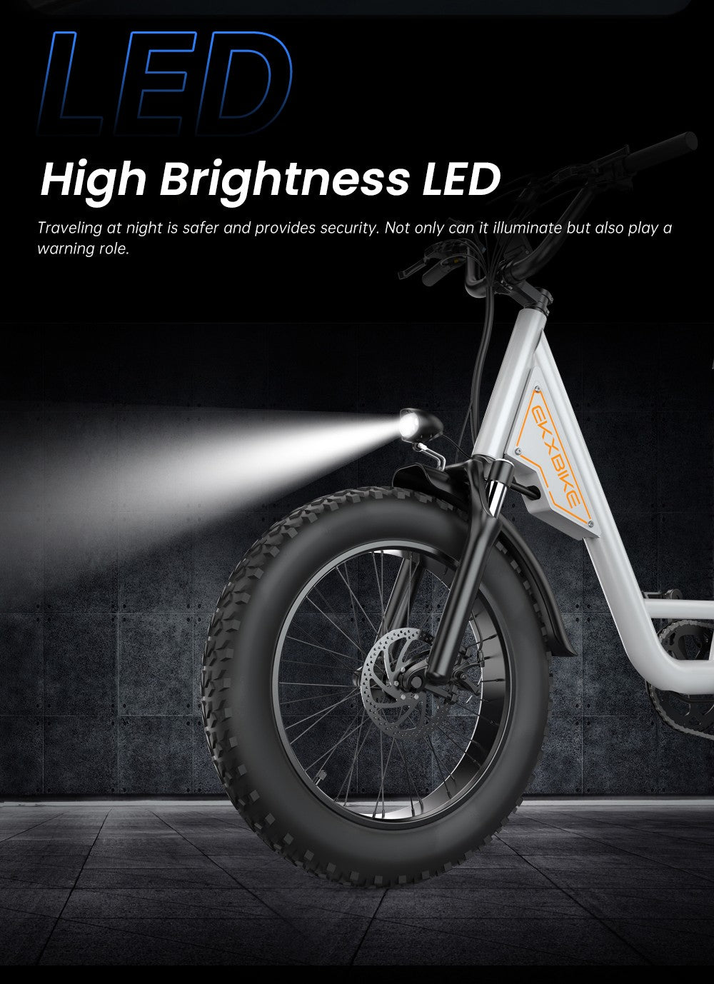 Bicicleta eléctrica EKXBIKE L1, motor de 1000 W, batería de 48 V y 15,6 Ah, neumáticos gruesos de 20 x 4 pulgadas, velocidad máxima de 55 km/h, autonomía de 80 km, frenos de disco, suspensión delantera y trasera.