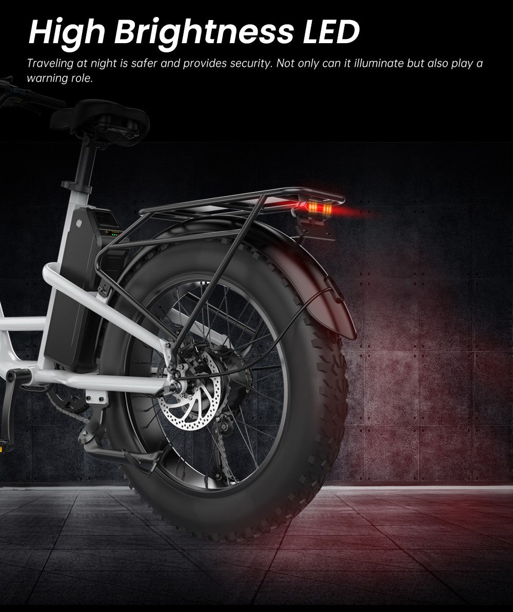 Bicicleta eléctrica EKXBIKE L1, motor de 1000 W, batería de 48 V y 15,6 Ah, neumáticos gruesos de 20 x 4 pulgadas, velocidad máxima de 55 km/h, autonomía de 80 km, frenos de disco, suspensión delantera y trasera.