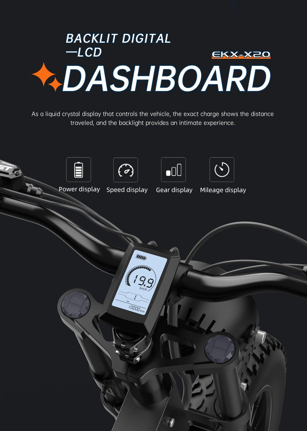 Bicicleta eléctrica EKXBIKE X20, motor de 2000 W, batería de 48 V y 35 Ah, neumáticos gruesos de 20 x 4,0 pulgadas, velocidad máxima de 55 km/h, autonomía de 150 km, freno hidráulico, amortiguador hidráulico, Shimano de 7 velocidades.