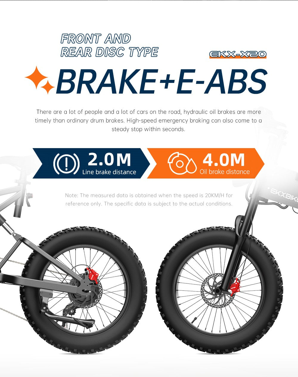 Bicicleta eléctrica EKXBIKE X20, motor de 2000 W, batería de 48 V y 35 Ah, neumáticos gruesos de 20 x 4,0 pulgadas, velocidad máxima de 55 km/h, autonomía de 150 km, freno hidráulico, amortiguador hidráulico, Shimano de 7 velocidades.