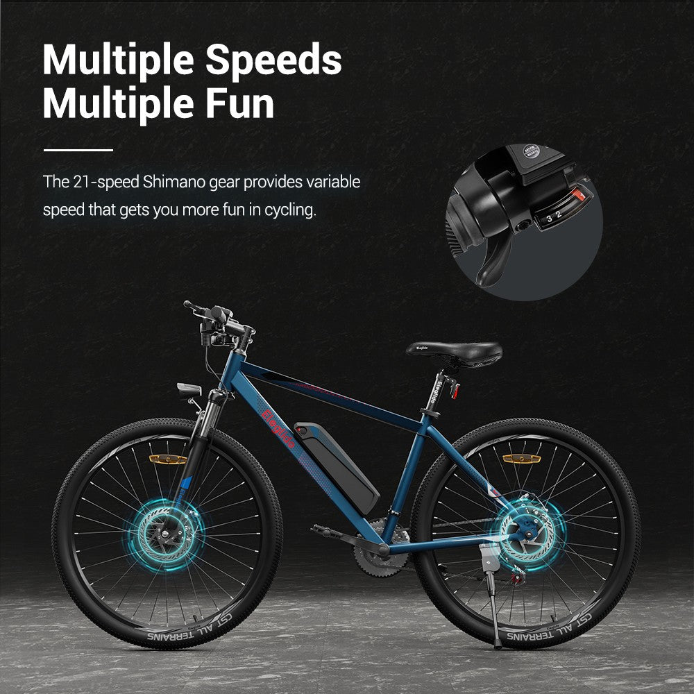 Bicicleta Eléctrica Eleglide M1 Versión Mejorada 27.5 Pulgadas Motor 250W Batería 36V 7.5Ah+12.5Ah Velocidad Máxima 25km/h SHIMANO 21 Velocidades