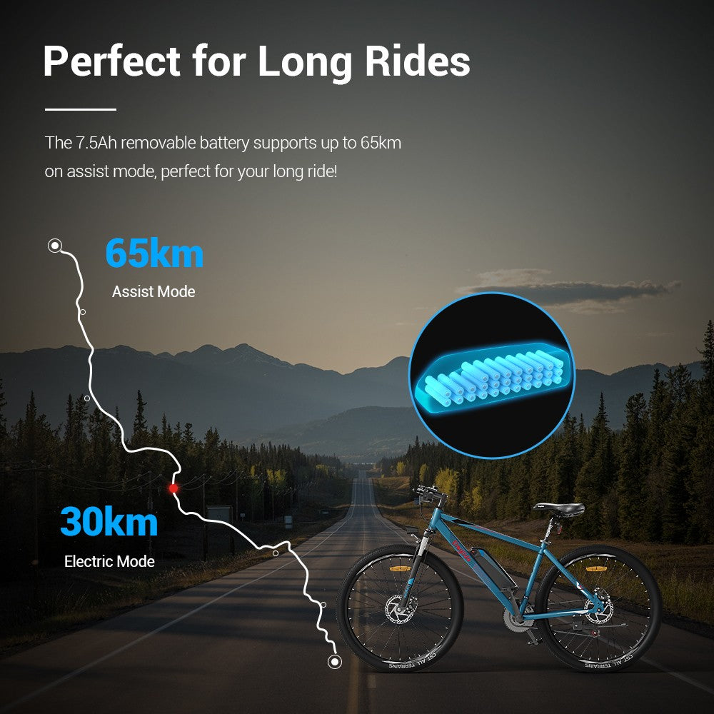 Bicicleta Eléctrica Eleglide M1 Versión Mejorada 27.5 Pulgadas Motor 250W Batería 36V 7.5Ah+12.5Ah Velocidad Máxima 25km/h SHIMANO 21 Velocidades