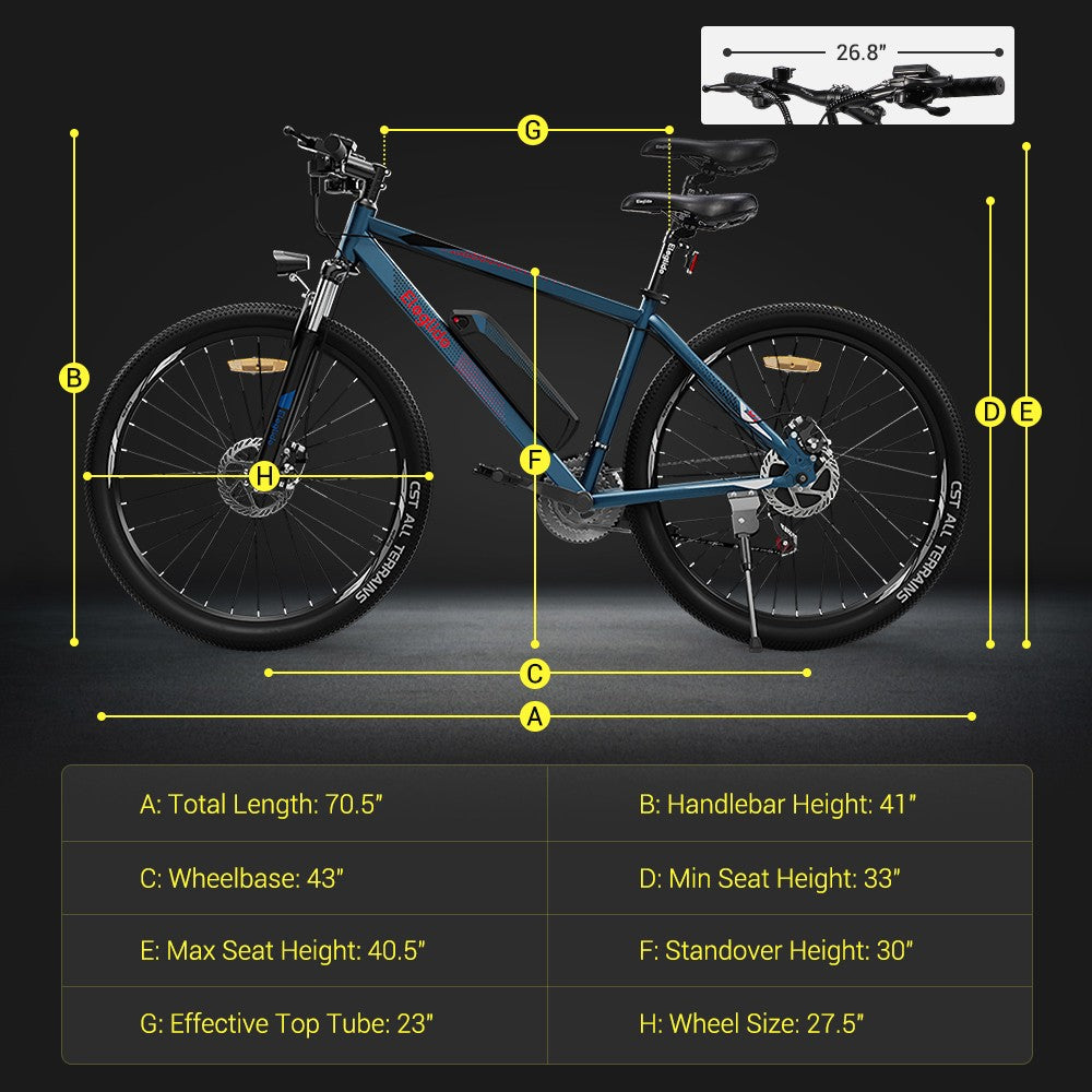 Bicicleta Eléctrica Eleglide M1 Versión Mejorada 27.5 Pulgadas Motor 250W Batería 36V 7.5Ah+12.5Ah Velocidad Máxima 25km/h SHIMANO 21 Velocidades