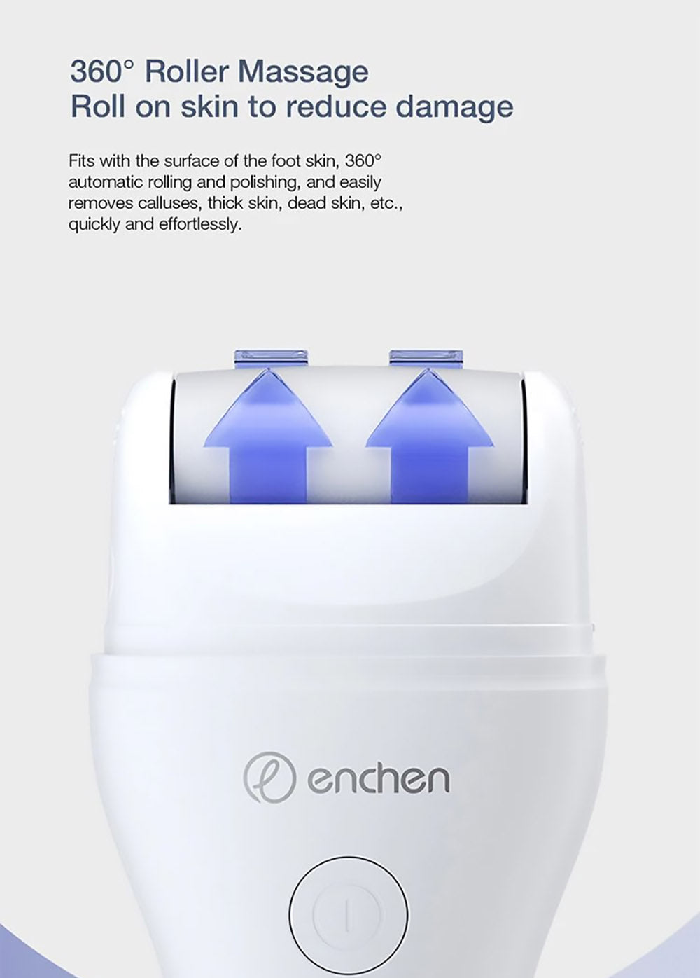 Máquina removedora de callos eléctrica Enchen EMJ001, rotación de 360 grados, dos velocidades ajustables, impermeable IPX6, tres cabezales de molienda.
