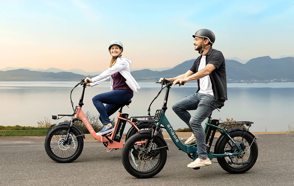 Bicicleta eléctrica ENGWE L20 2.0, neumáticos de 20*3.0 pulgadas, motor de buje de 750 W, batería de 52 V 13 Ah, velocidad máxima de 28 mph, autonomía de 84 millas, freno de disco mecánico, Shimano de 7 velocidades - Verde
