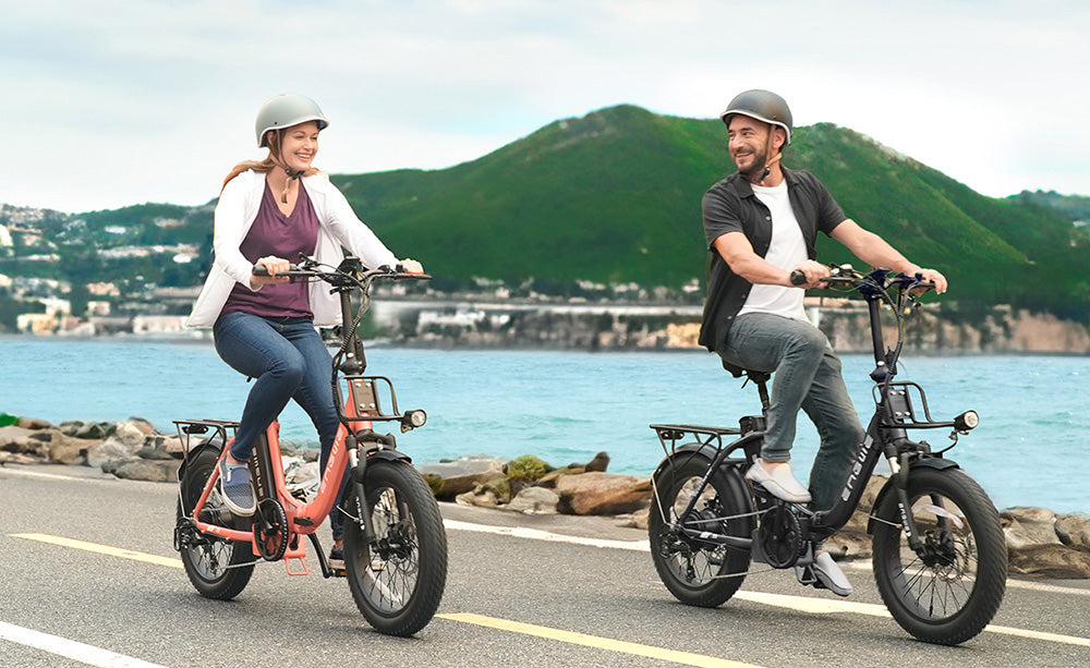 Bicicleta eléctrica ENGWE L20 2.0, neumáticos de 20*3.0 pulgadas, motor de buje de 750 W, batería de 52 V 13 Ah, velocidad máxima de 28 mph, autonomía de 84 millas, freno de disco mecánico, Shimano de 7 velocidades - Verde