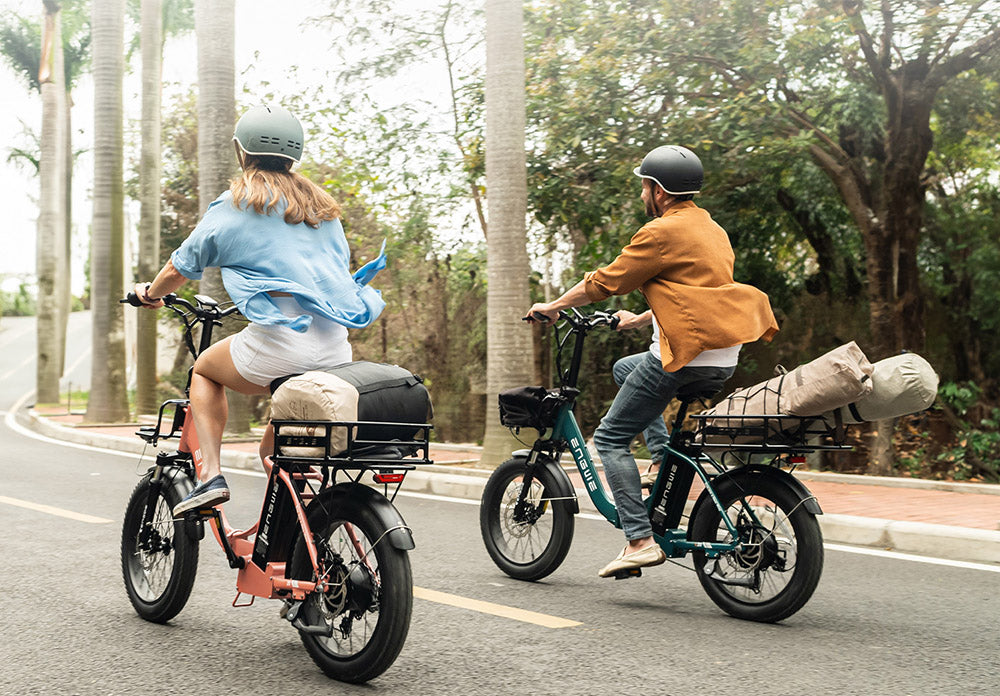 Bicicleta eléctrica ENGWE L20 2.0, neumáticos de 20*3.0 pulgadas, motor de buje de 750 W, batería de 52 V 13 Ah, velocidad máxima de 28 mph, autonomía de 84 millas, freno de disco mecánico, Shimano de 7 velocidades - Verde