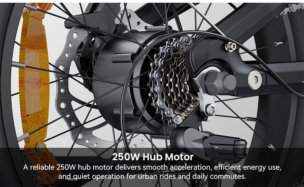 ENGWE L20 3.0 Boost Elektrofahrrad, 250-W-Motor, 48-V-13,5-Ah-Akku, 20 x 3,0-Zoll-Reifen, 135 km maximale Reichweite, hydraulische Bremsen, Vollfederung, Drehmomentsensor, Shimano 7-Gang-Schaltung – Gold