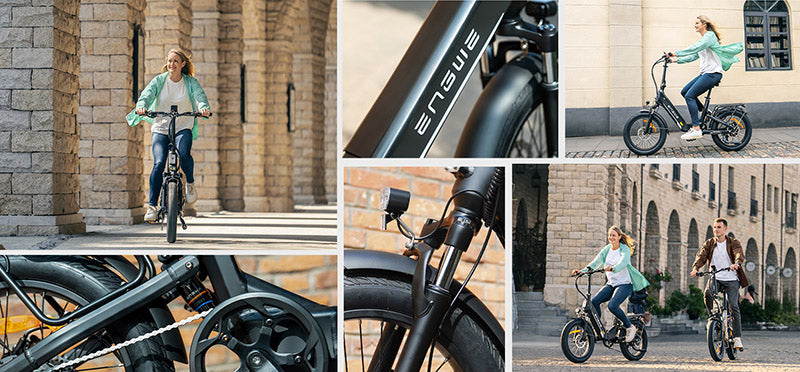 ENGWE L20 3.0 Boost Elektrofahrrad, 250-W-Motor, 48-V-13,5-Ah-Akku, 20 x 3,0-Zoll-Reifen, 135 km maximale Reichweite, hydraulische Bremsen, Vollfederung, Drehmomentsensor, Shimano 7-Gang-Schaltung – Gold
