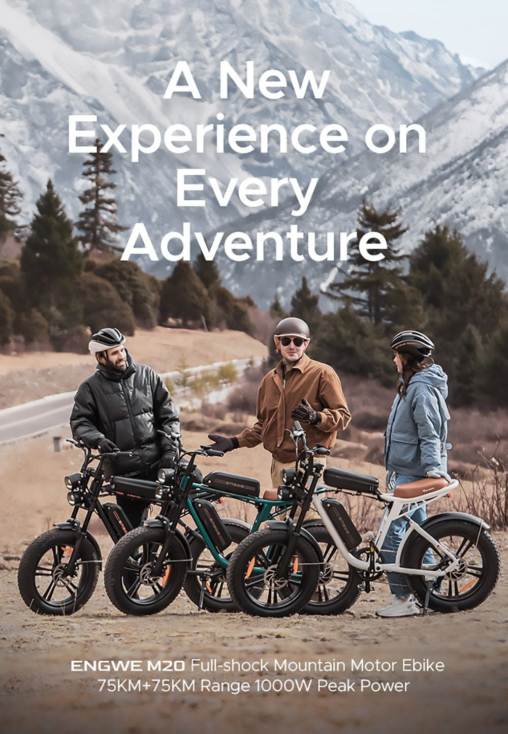 ENGWE M20 Dual Battery Mountainbike E-Bike, 20 x 4,0 Zoll Fatbike-Reifen, 750-W-Brushless-Motor, 45 km/h Höchstgeschwindigkeit, 48-V-Akkus (2 x 13 Ah), Scheibenbremsen vorne und hinten, Shimano 7-Gang-Schaltung – Weiß