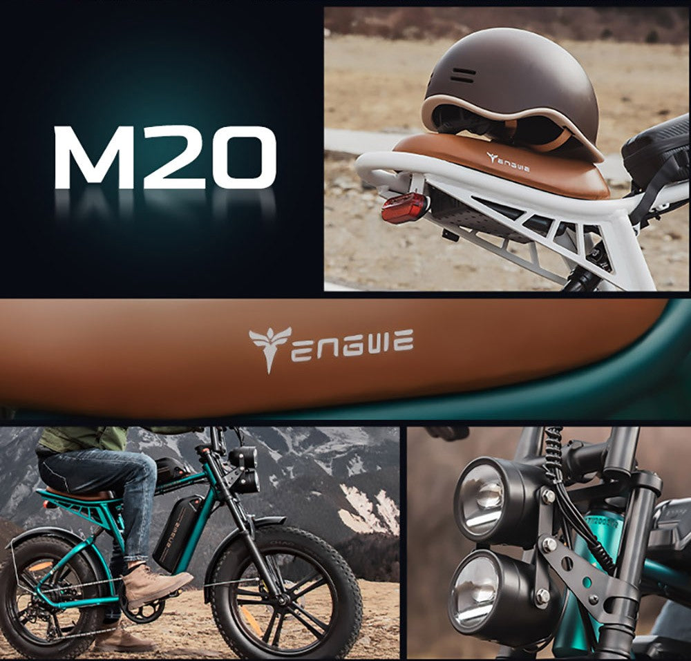 ENGWE M20 Dual Battery Mountainbike E-Bike, 20 x 4,0 Zoll Fatbike-Reifen, 750-W-Brushless-Motor, 45 km/h Höchstgeschwindigkeit, 48-V-Akkus (2 x 13 Ah), Scheibenbremsen vorne und hinten, Shimano 7-Gang-Schaltung – Weiß