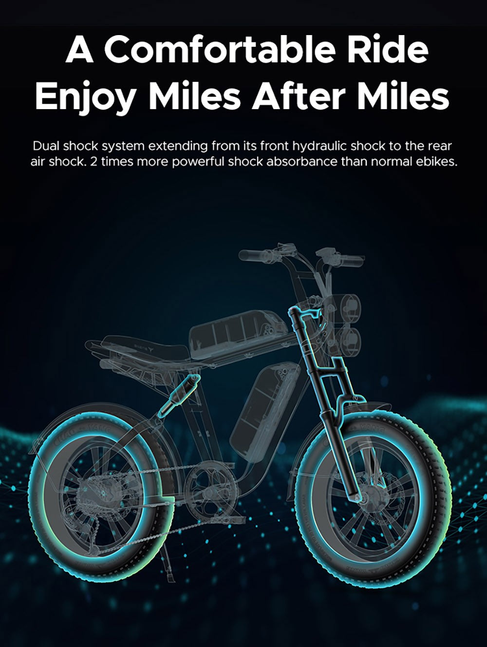 ENGWE M20 Dual Battery Mountainbike E-Bike, 20 x 4,0 Zoll Fatbike-Reifen, 750-W-Brushless-Motor, 45 km/h Höchstgeschwindigkeit, 48-V-Akkus (2 x 13 Ah), Scheibenbremsen vorne und hinten, Shimano 7-Gang-Schaltung – Weiß