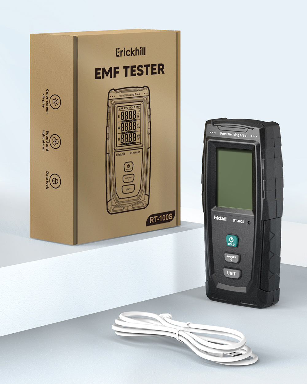 Detector de CEM 3 en 1 ERICKHILL RT-100S, detector de radiación de campo electromagnético digital recargable, para inspecciones de CEM en el hogar, búsqueda de fantasmas.