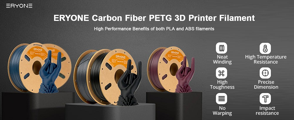 Filamento PETG de Fibra de Carbono ERYONE 1kg Negro