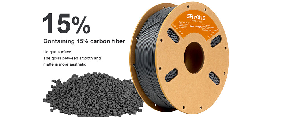 Filamento PETG de Fibra de Carbono ERYONE 1kg Negro