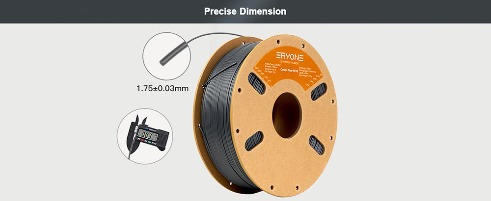 Filamento PETG de Fibra de Carbono ERYONE 1kg Negro