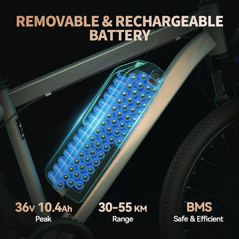Bicicleta eléctrica ESKUTE M100, motor sin escobillas de 250 W, batería extraíble de 36 V y 10,4 Ah, 27,5 x 1,95.