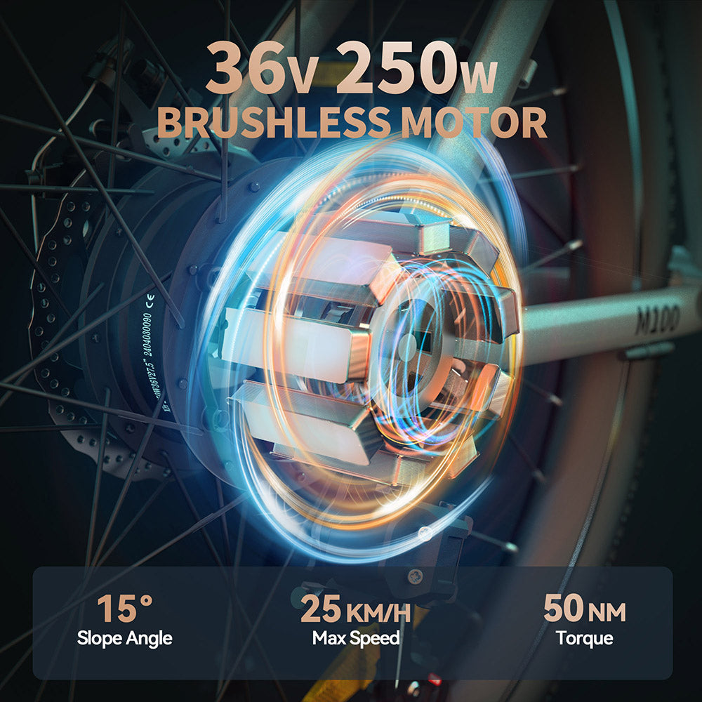 Bicicleta eléctrica ESKUTE M100, motor sin escobillas de 250 W, batería extraíble de 36 V y 10,4 Ah, 27,5 x 1,95.