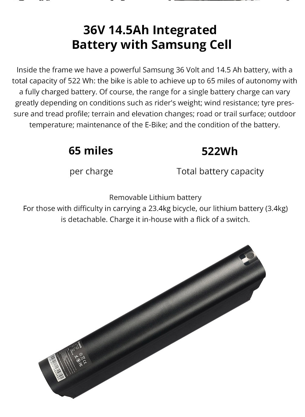 ESKUTE Netuno Elektrofahrrad mit 250-W-Hinterradnabenmotor und 14,5-Ah-Akku für bis zu 105 km Reichweite – Citybike