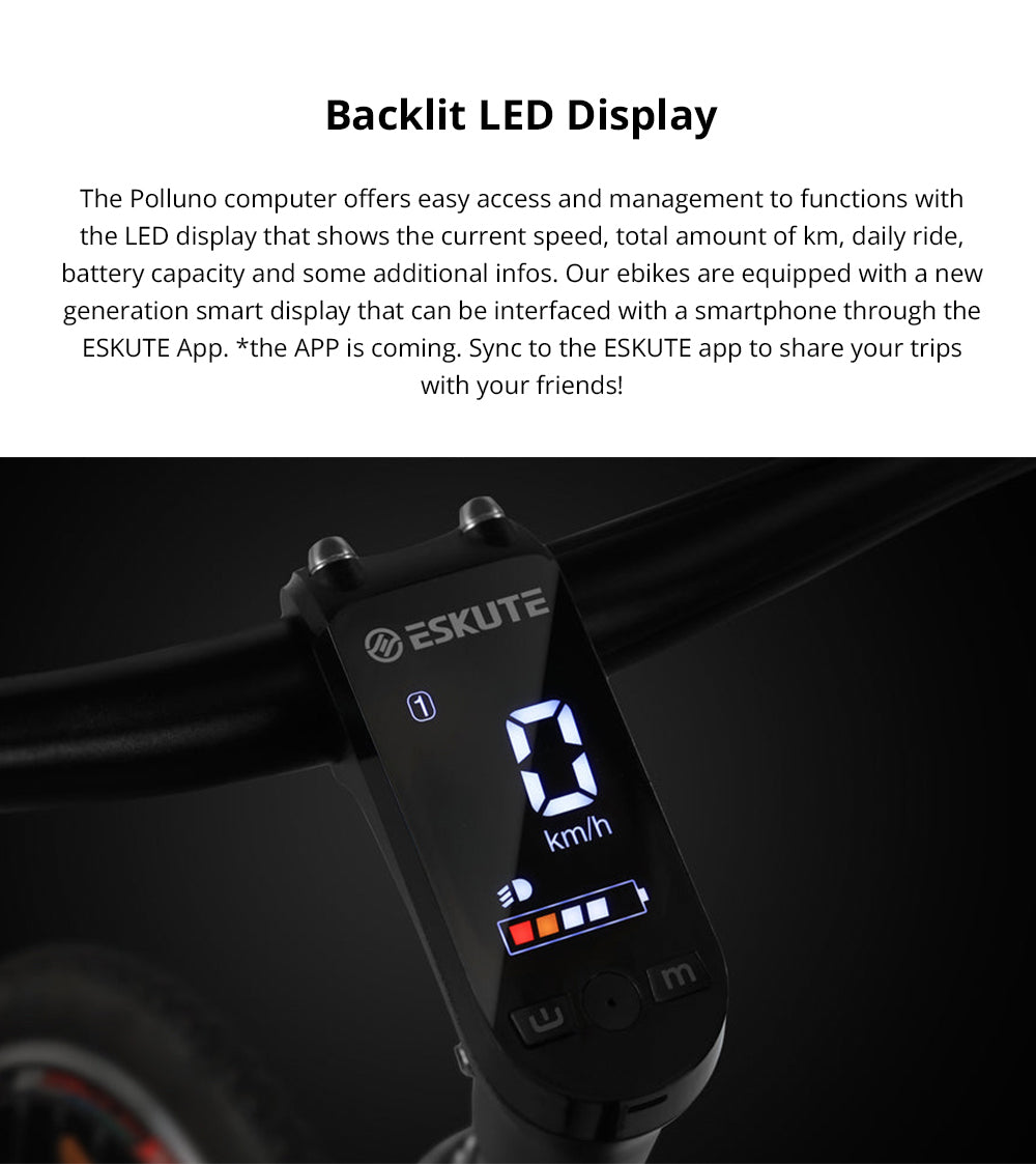 ESKUTE Netuno Elektrofahrrad mit 250-W-Hinterradnabenmotor und 14,5-Ah-Akku für bis zu 105 km Reichweite – Citybike