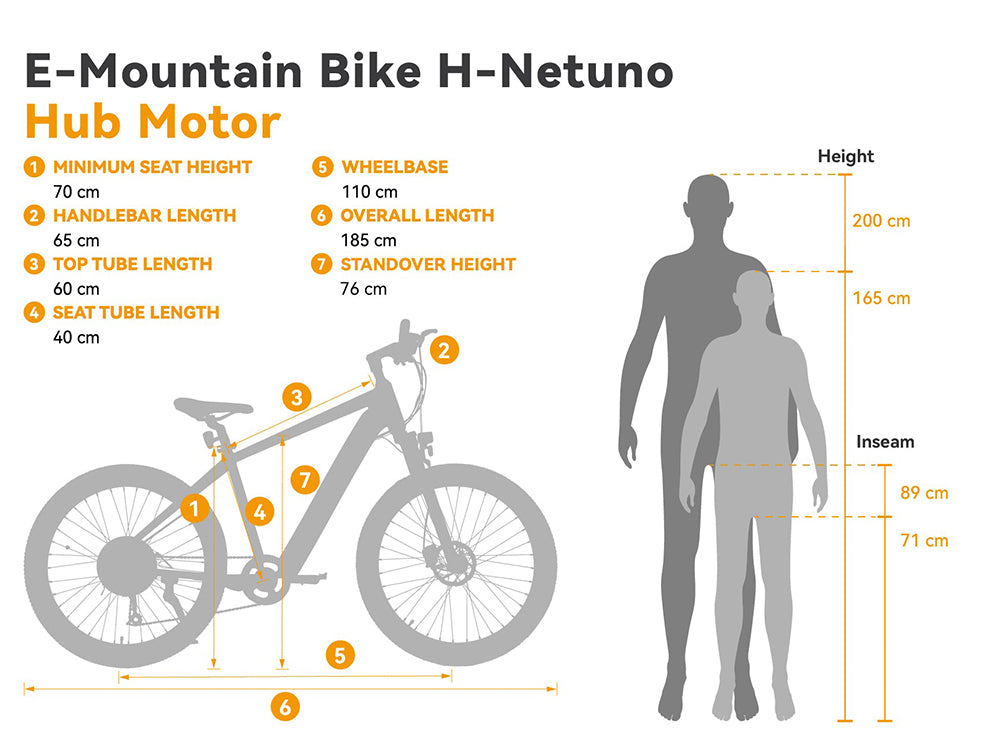 ESKUTE Netuno Elektrofahrrad mit 250-W-Hinterradnabenmotor und 14,5-Ah-Akku für bis zu 105 km Reichweite – Citybike