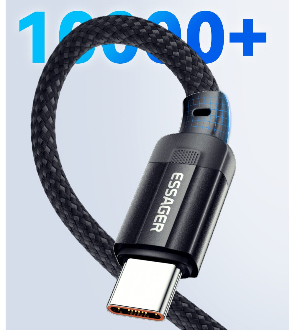 Cable de carga ESSAGER de 100 W y 5 A, tipo C a tipo C, USB 2.0 de 480 Mbps, adsorción magnética, ajuste flexible, chip E-Marker, 1 m.
