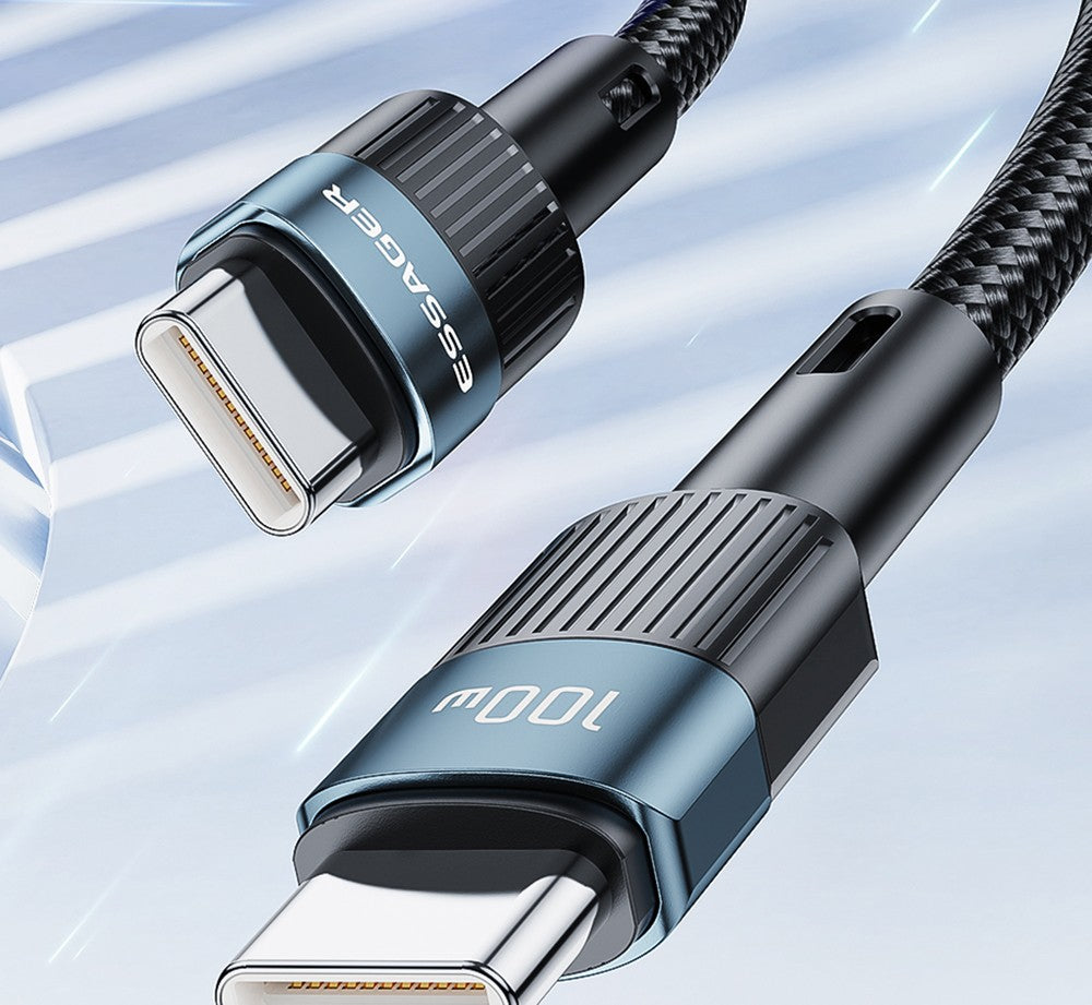 Cable de datos ESSAGER de 100 W, tipo C a tipo C, carga rápida PD, velocidad de transmisión de 480 Mbps, para MacBook/tableta/teléfono móvil Huawei Samsung - Cable de 1 m