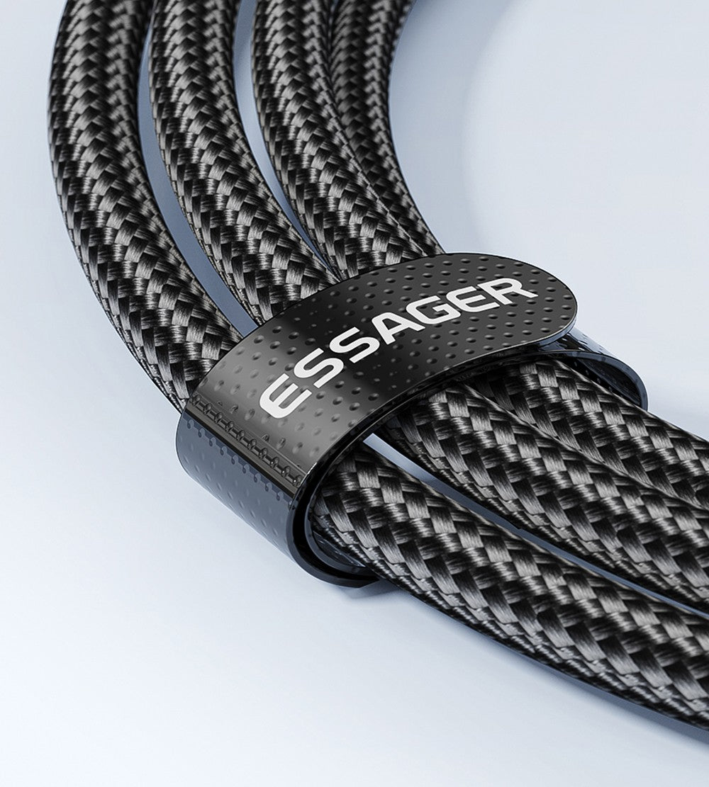 Cable de datos ESSAGER de 100 W, tipo C a tipo C, carga rápida PD, velocidad de transmisión de 480 Mbps, para MacBook/tableta/teléfono móvil Huawei Samsung - Cable de 1 m