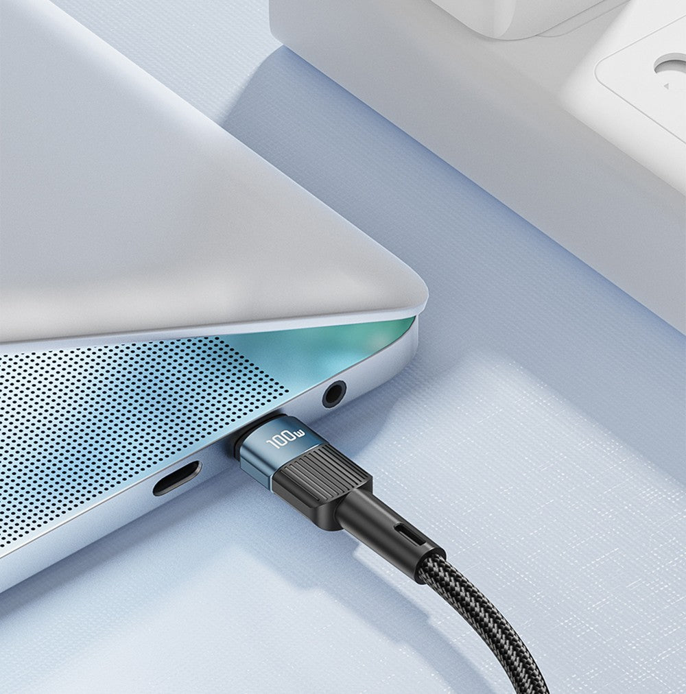 Cable de datos ESSAGER de 100 W, tipo C a tipo C, carga rápida PD, velocidad de transmisión de 480 Mbps, para MacBook/tableta/teléfono móvil Huawei Samsung - Cable de 1 m