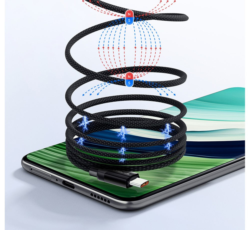 ESSAGER 240W 5A Type-C to Type-C Charging Cable, USB2.0 480Mbps, Magnetic Adsorption, Flexible Adjustment, E-Marker Chip, 1m