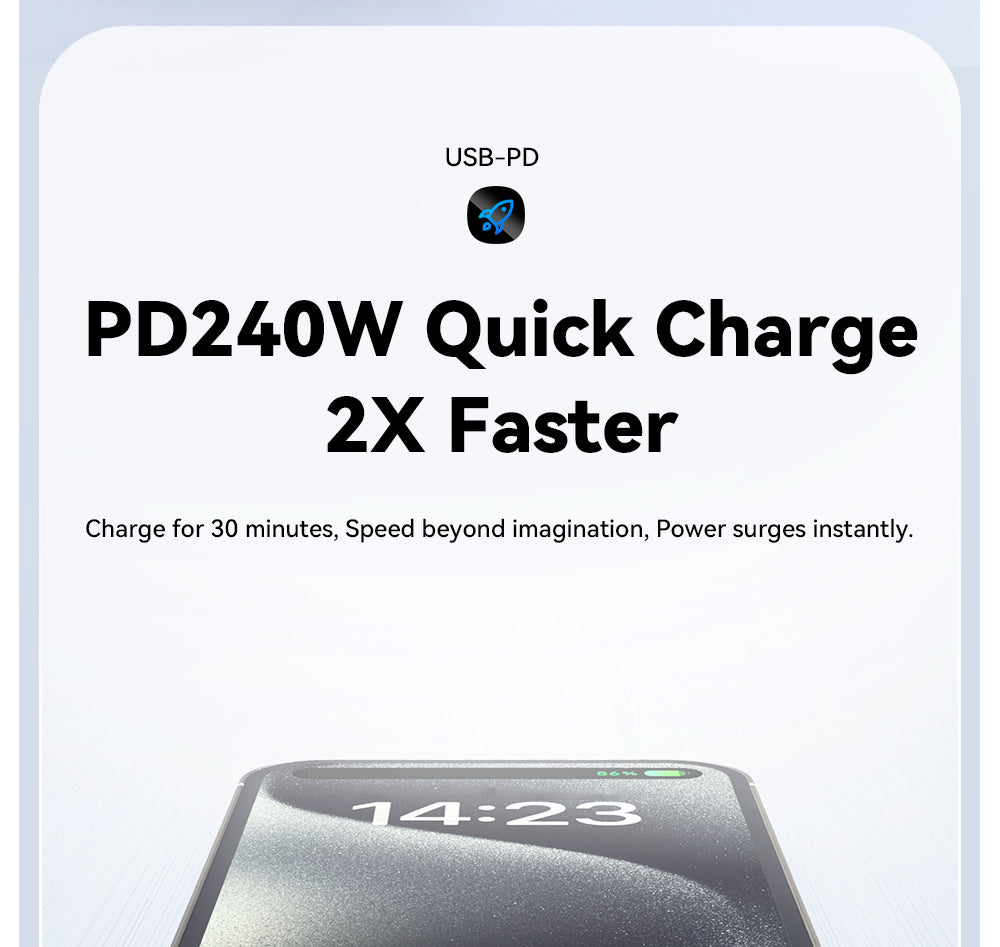 ESSAGER 240W 5A Type-C to Type-C Charging Cable, USB2.0 480Mbps, Magnetic Adsorption, Flexible Adjustment, E-Marker Chip, 1m