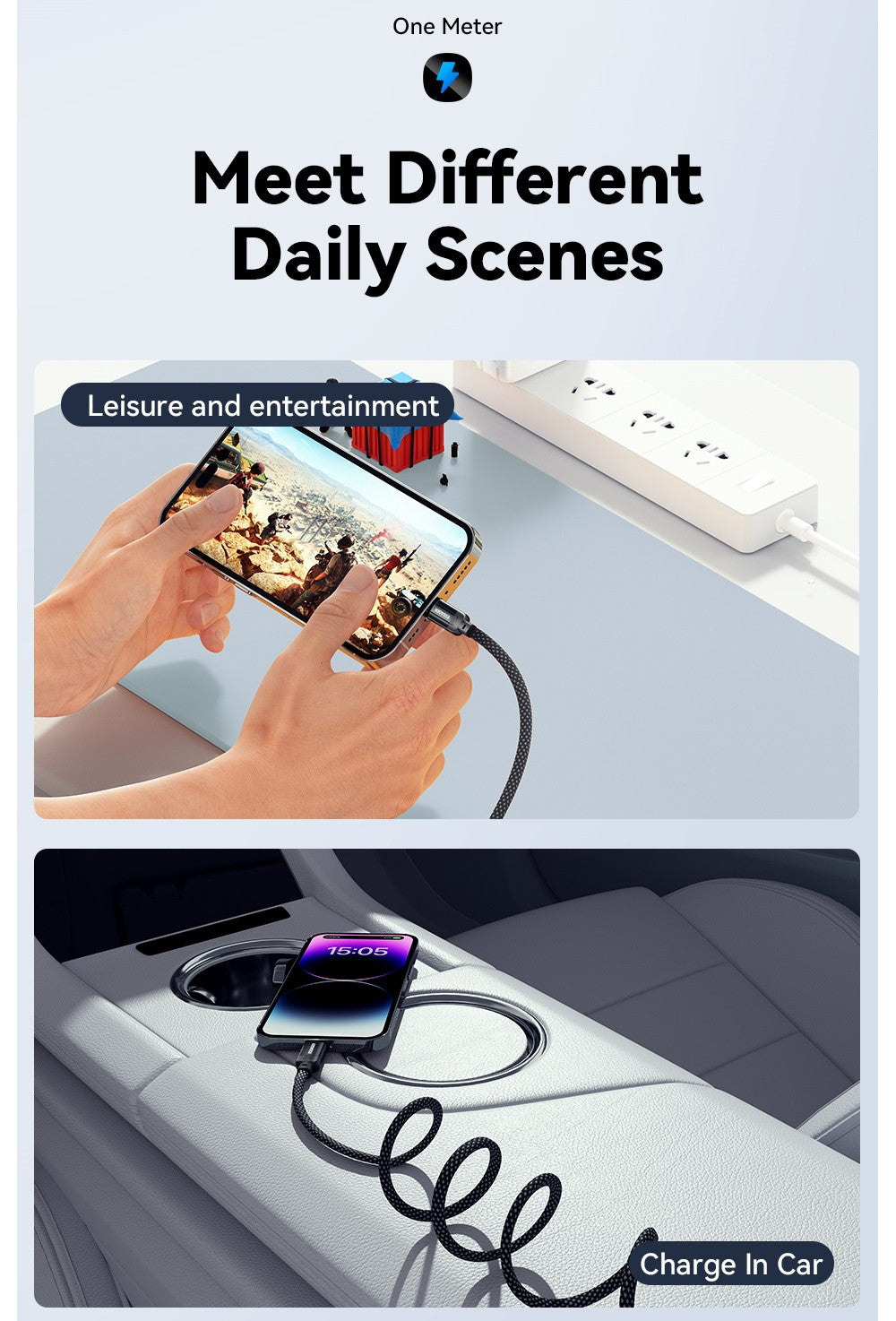 Cable de carga ESSAGER de 29 W y 3 A, de tipo C a Lightning, USB 2.0 de 480 Mbps, adsorción magnética, flexible y ajustable, con chip inteligente, 1 m.