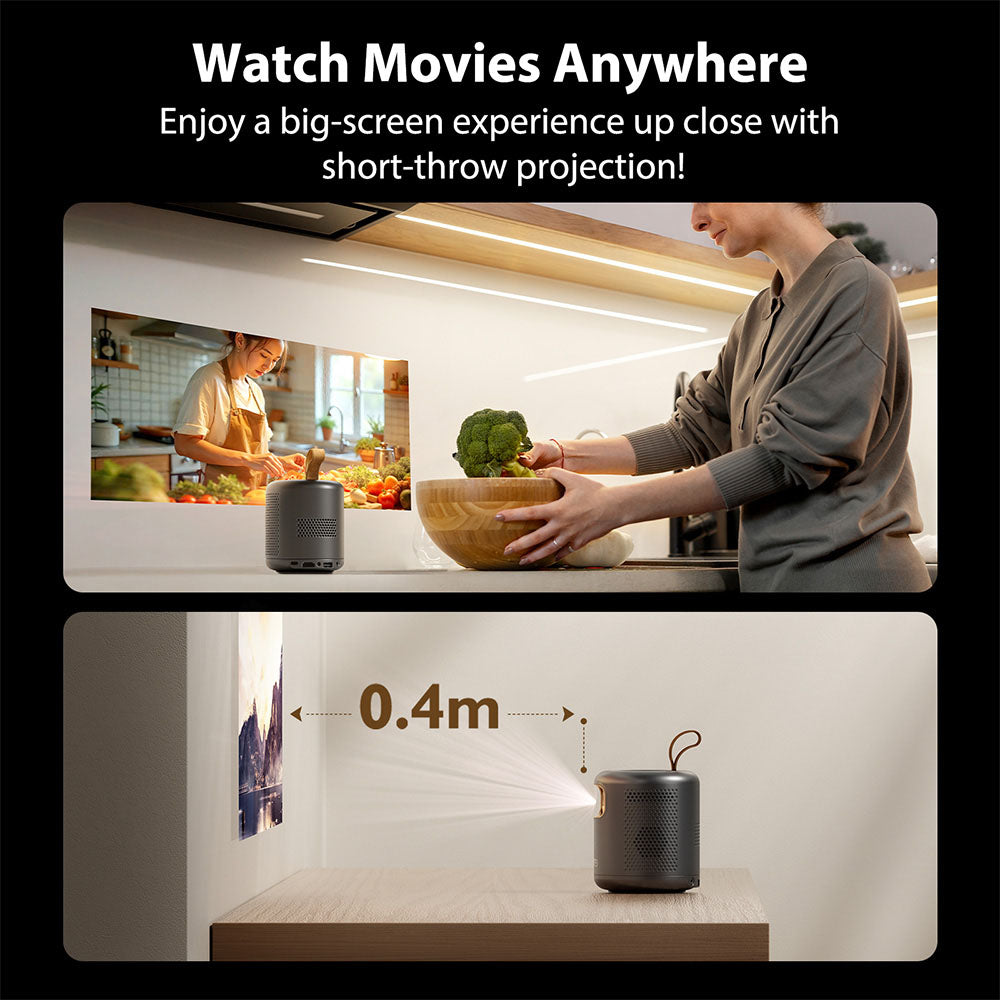 [Certificado para Google TV] Proyector DLP ETOE Dolphin, 600 lúmenes ANSI, resolución nativa 1080P, decodificación de vídeo 4K UHD, enfoque automático y corrección trapezoidal, Wi-Fi de doble banda, Netflix / YouTube / Prime Video preinstalados.