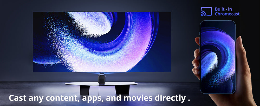 [Certificado por Netflix y Google TV] Proyector LCD ETOE Seal Pro 1000 ANSI, resolución nativa 1080P, certificado Dolby Audio, enfoque automático, corrección trapezoidal automática, 2 altavoces de 10W, Chromecast integrado, Asistente de Google.