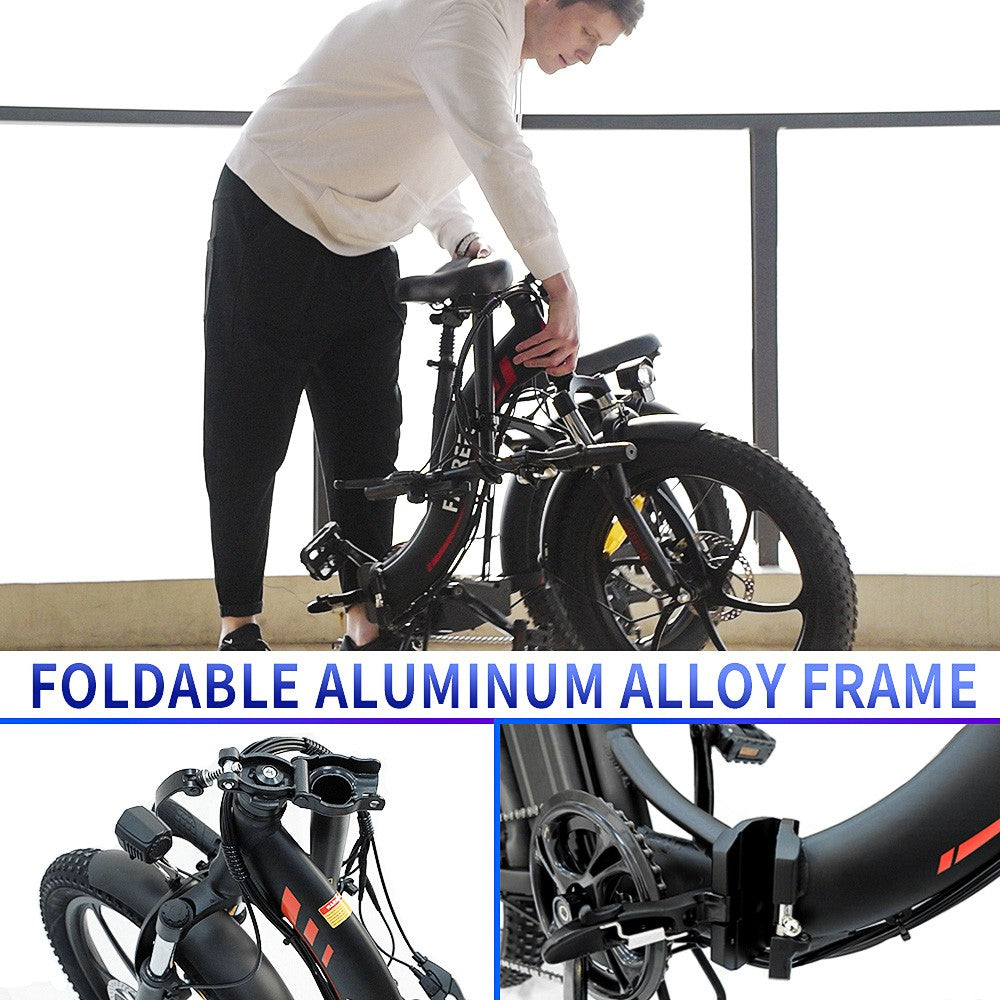 FAFREES F20 Electric Bike 20 Inch Folding Frame E-bike 7-Speed Gears With Removable 15AH Lithium Battery - White