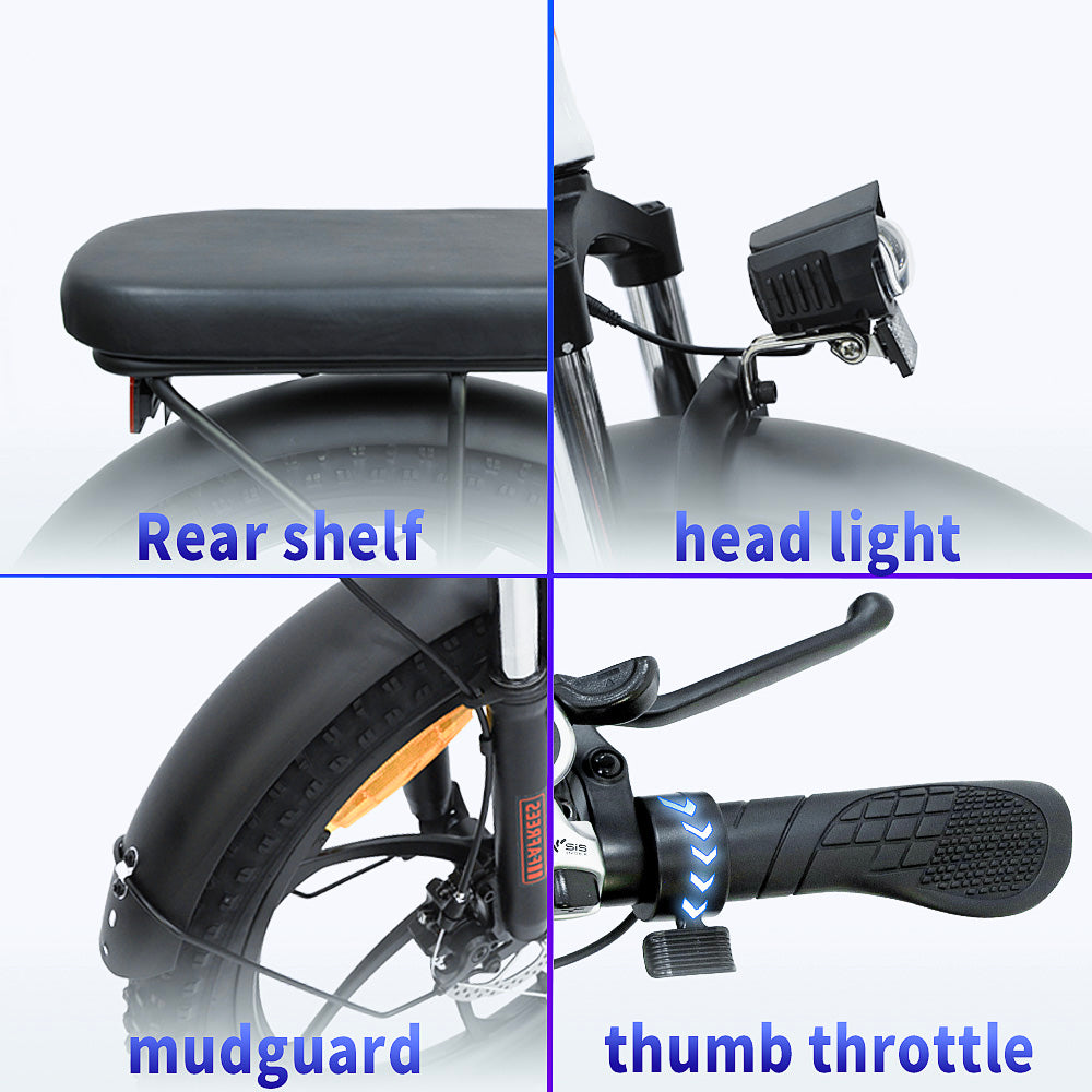 FAFREES F20 Electric Bike 20 Inch Folding Frame E-bike 7-Speed Gears With Removable 15AH Lithium Battery - White