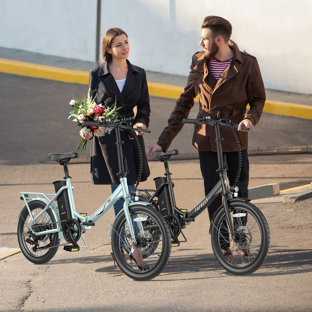 Bicicleta Eléctrica Fafrees F20 de Larga Duración, Motor de 250W, Batería de 36V 18.2Ah, Neumáticos de 20*1.95", Velocidad Máxima de 25km/h, Alcance Máximo de 120km, Frenos de Disco Mecánicos, SHIMANO 7 Velocidades - Verde Azulado Radiante