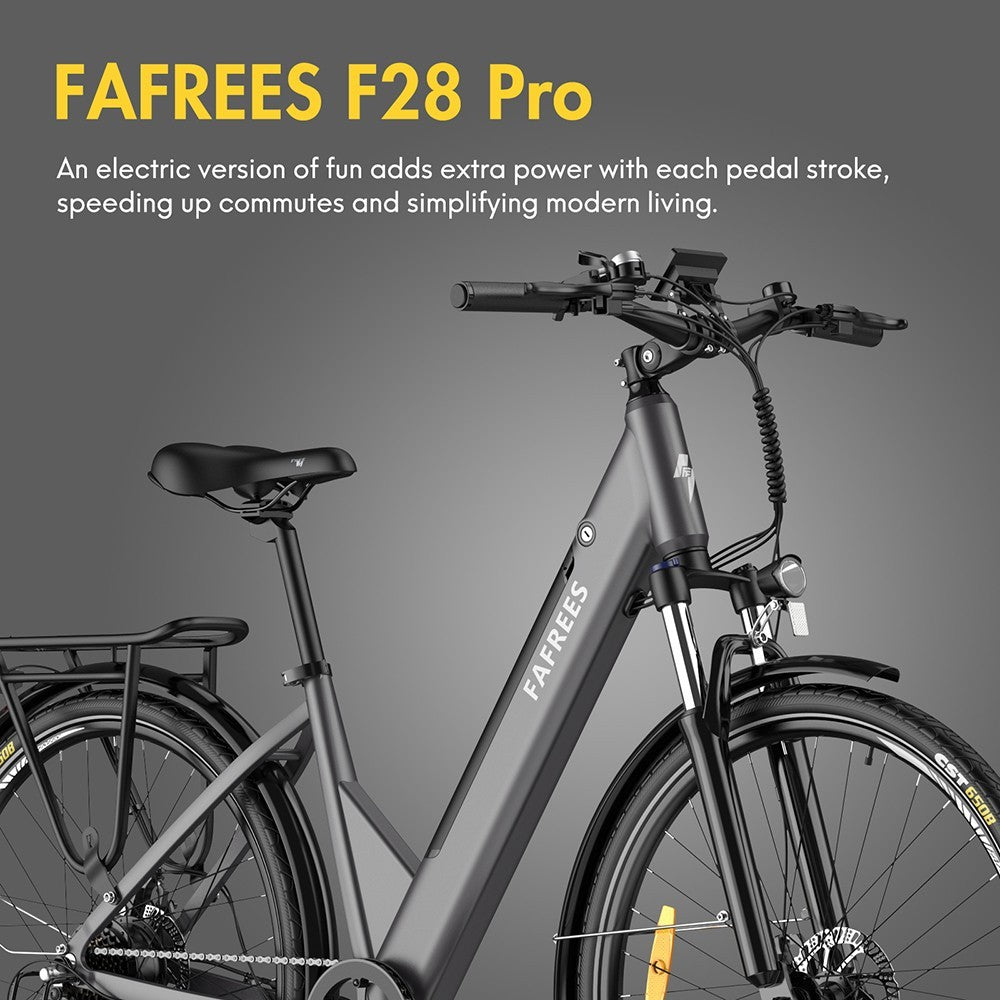 F28 Pro 27.5'' Step-through City E-Bike 25Km/h 250W Motor 36V14.5Ah Embedded Removable Battery Shimano 7-Speed Gear - Black