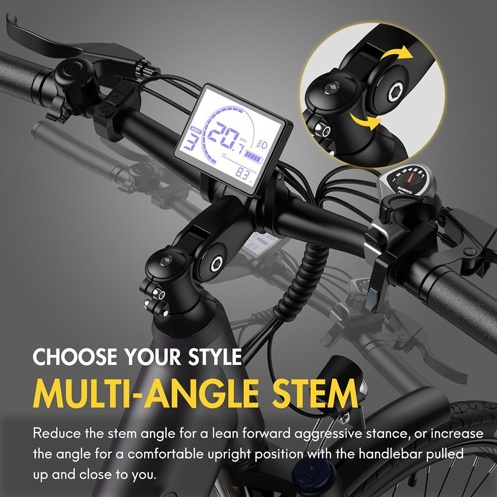 F28 Pro 27.5'' Step-through City E-Bike 25Km/h 250W Motor 36V14.5Ah Embedded Removable Battery Shimano 7-Speed Gear - Black