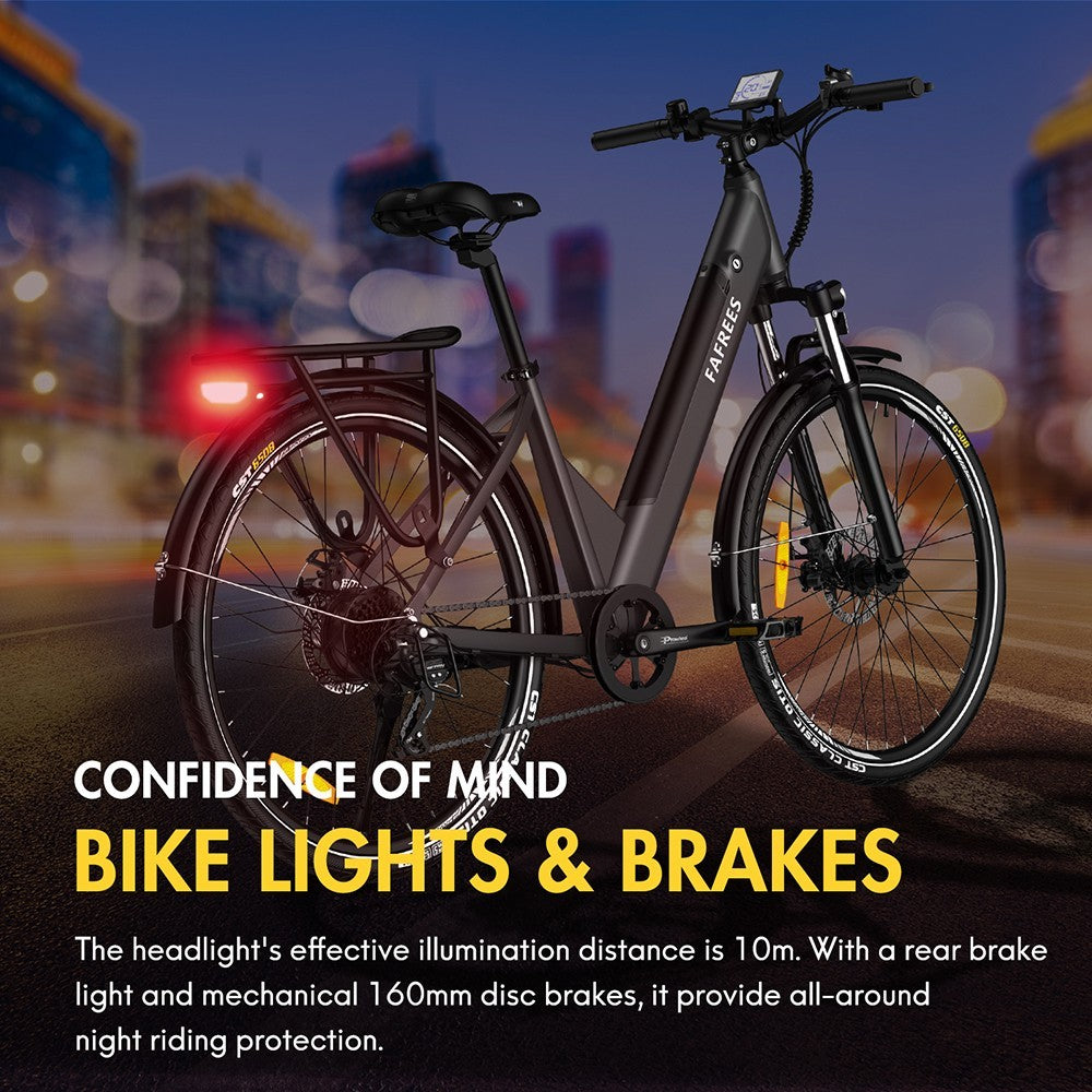 F28 Pro 27.5'' Step-through City E-Bike 25Km/h 250W Motor 36V14.5Ah Embedded Removable Battery Shimano 7-Speed Gear - Black