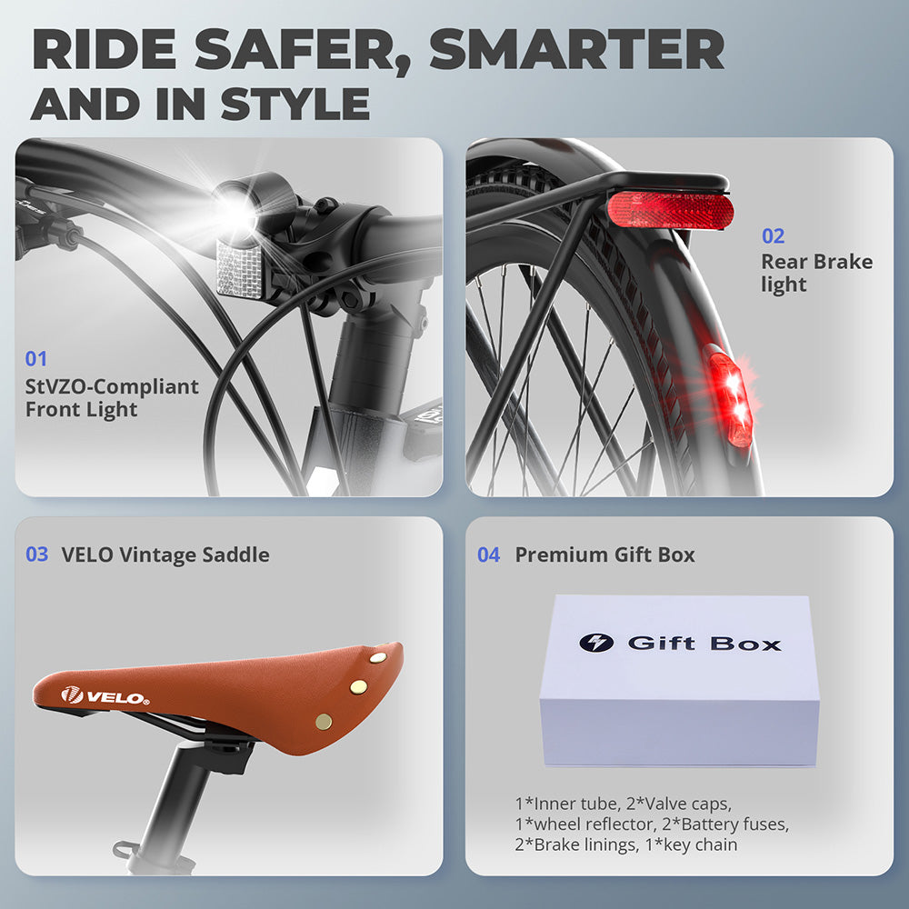 Bicicleta eléctrica Fafrees F700M, motor de 250 W, batería de 36 V y 10 Ah, neumáticos 700*42C, velocidad máxima de 25 km/h, autonomía máxima de 100 km, frenos de disco hidráulicos, sensor de par, SHIMANO CUES de 9 velocidades - Negra