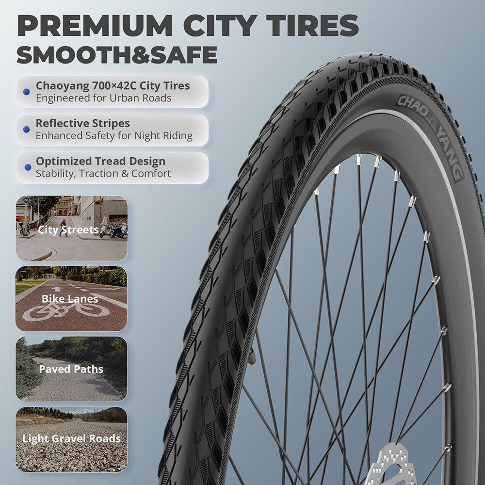 Fafrees F700W Elektrofahrrad, 250-W-Motor, 36-V-10-Ah-Akku, 700*42C-Reifen, 25 km/h Höchstgeschwindigkeit, 100 km maximale Reichweite, hydraulische Scheibenbremsen, Drehmomentsensor, SHIMANO CUES 9-Gang-Schaltung – Blau