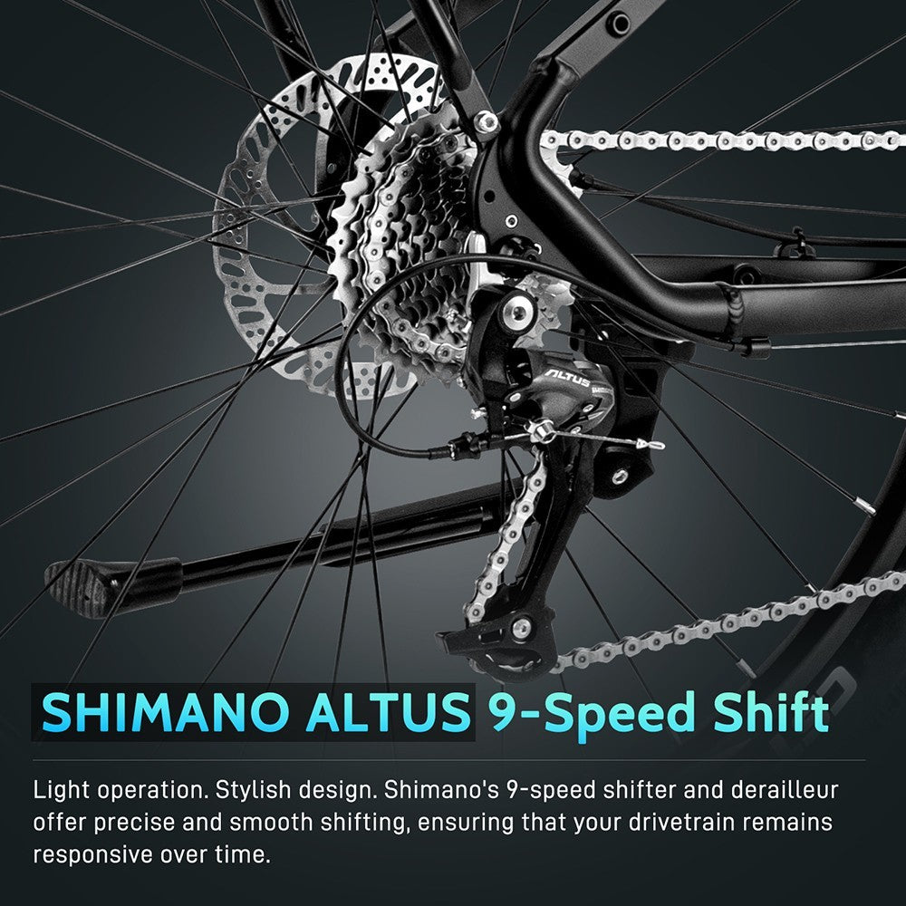 FAFREES FM8 Pro Electric Bike 27.5 inch Air Tires 36V 250W Mid-drive 25km/h Max Speed 14.5Ah Battery 100-120km Range - Black