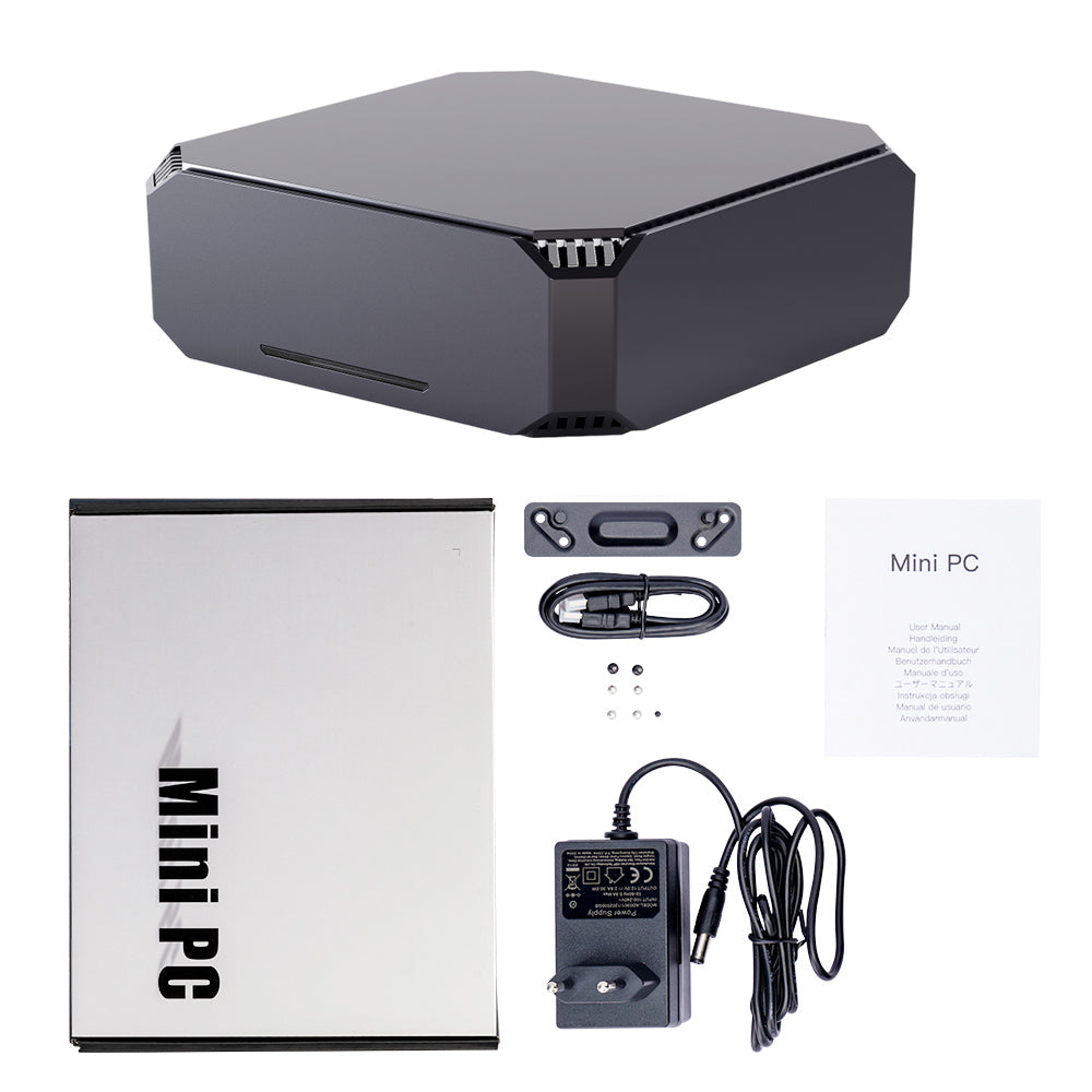 FIREBAT AK2 Plus Mini PC, Intel N100 4 Cores Max 3.4GHz, 16GB RAM 512GB SSD, 2*HDMI 2.0 4K 60Hz Dual Screen Display, WiFi 5 Bluetooth 4.2, 2*USB 3.2 2*USB 2.0 1*LAN 1*Audio, Cooling Fan - EU Plug