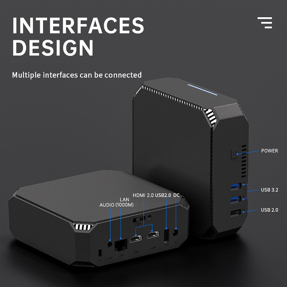 FIREBAT AK2 Plus Mini PC, Intel N100 4 Cores Max 3.4GHz, 16GB RAM 512GB SSD, 2*HDMI 2.0 4K 60Hz Dual Screen Display, WiFi 5 Bluetooth 4.2, 2*USB 3.2 2*USB 2.0 1*LAN 1*Audio, Cooling Fan - EU Plug
