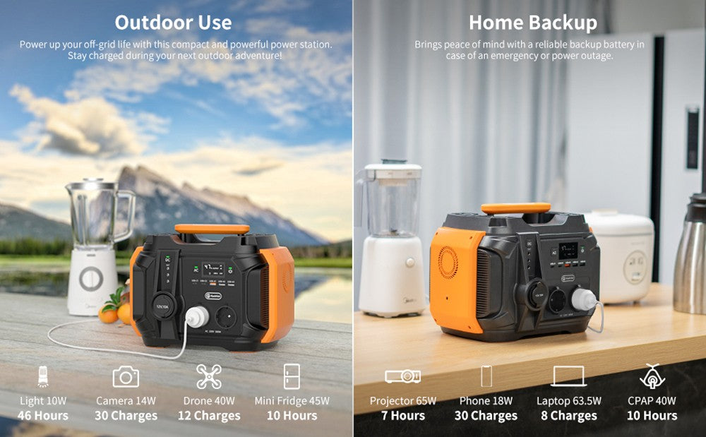 Flashfish A501 500W Portable Power Station, 540Wh AC 230V Power Battery, 1000W Peak Solar Generator for Outdoor Camping