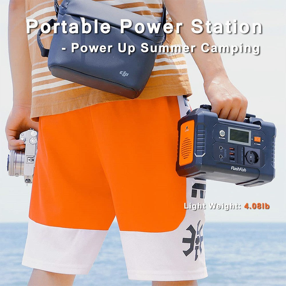 FlashFish E200 200W Portable Power Station 151Wh Lithium Battery 1x Pure Sine Wave AC220V Output for RV Camping Van