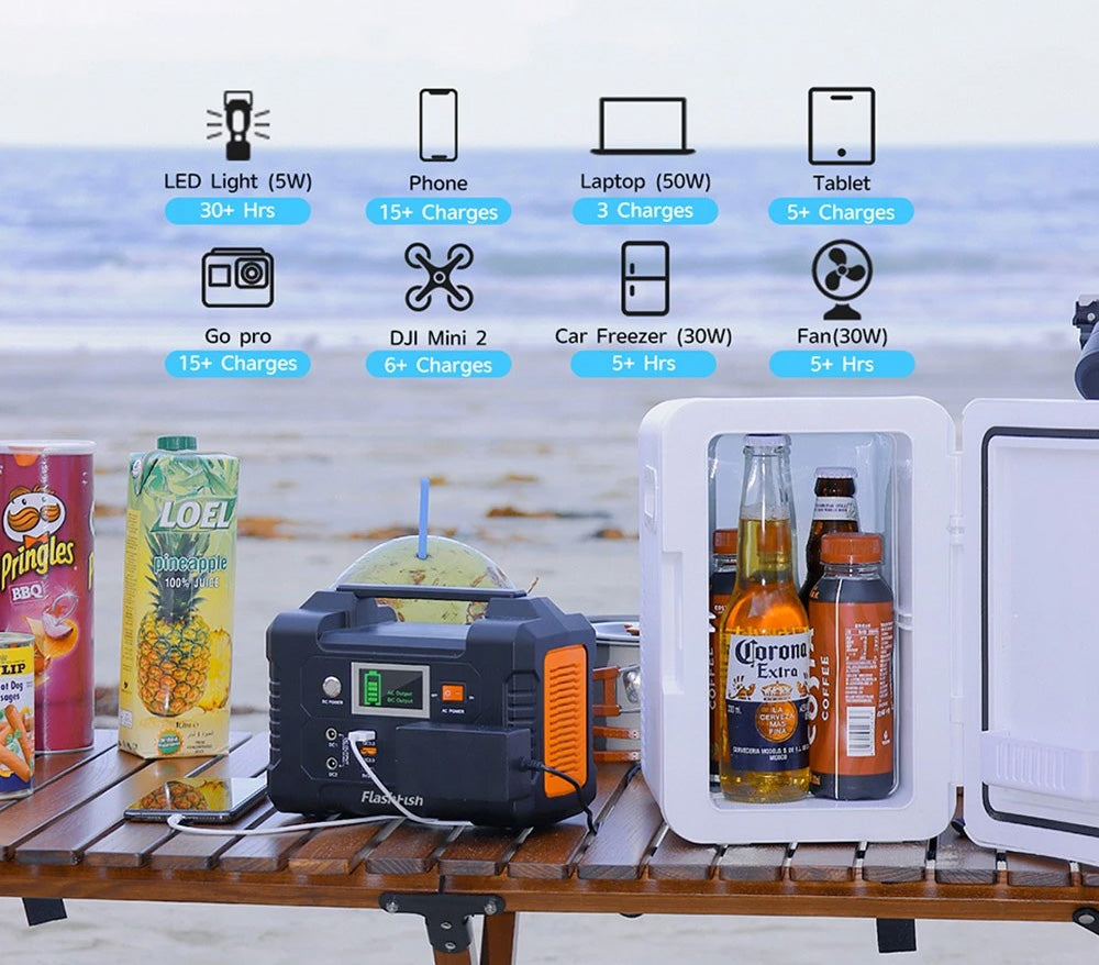 FlashFish E200 200W Portable Power Station 151Wh Lithium Battery 1x Pure Sine Wave AC220V Output for RV Camping Van